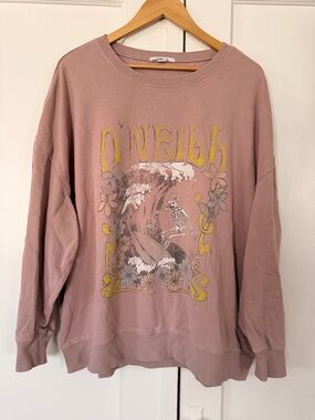 O'Neill Mauve Graphic Crewneck Sweatshirt with Yellow Accents